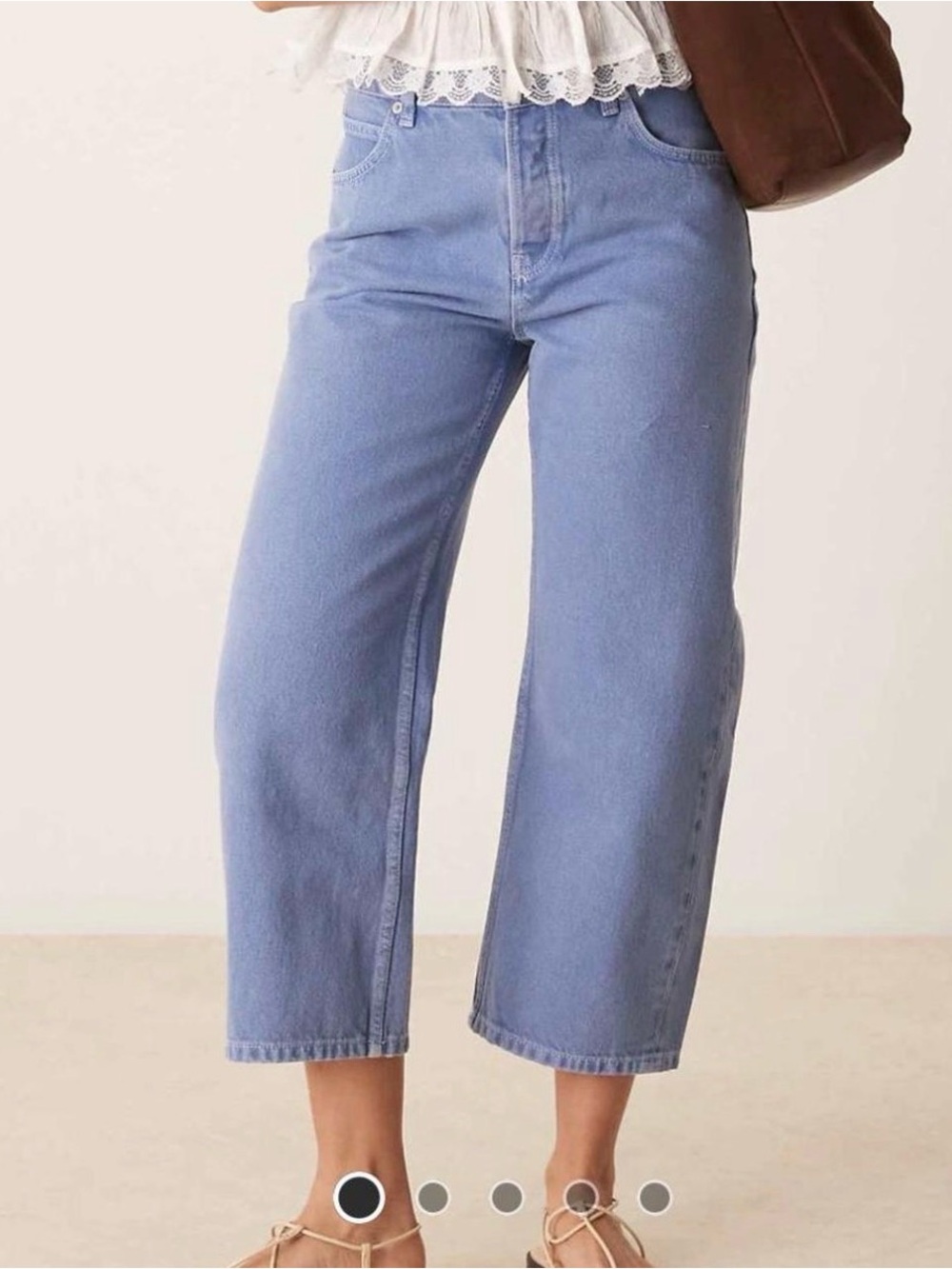 Free People Light Blue Wide Crop Jeans